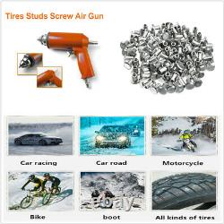 1000Pcs Car Tyre Snow Spikes Chains Stud Screw with Orange Tire Nail Air Gun Tool