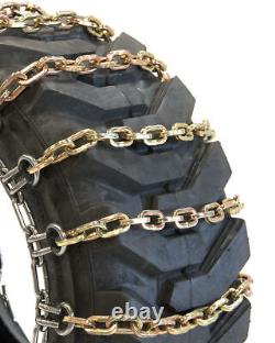 Titan Alloy Square Link Tire Chains 2 Link Space Skid Steer 8mm 8-16.5
